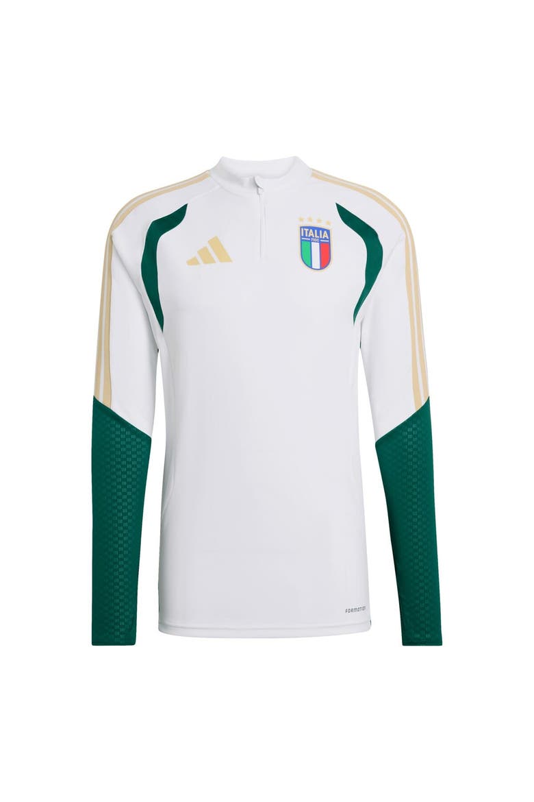 Men's adidas  White Italy National Team FIFA x World Cup 2026 Tiro Quarter-Zip Training Top, Main, color, White