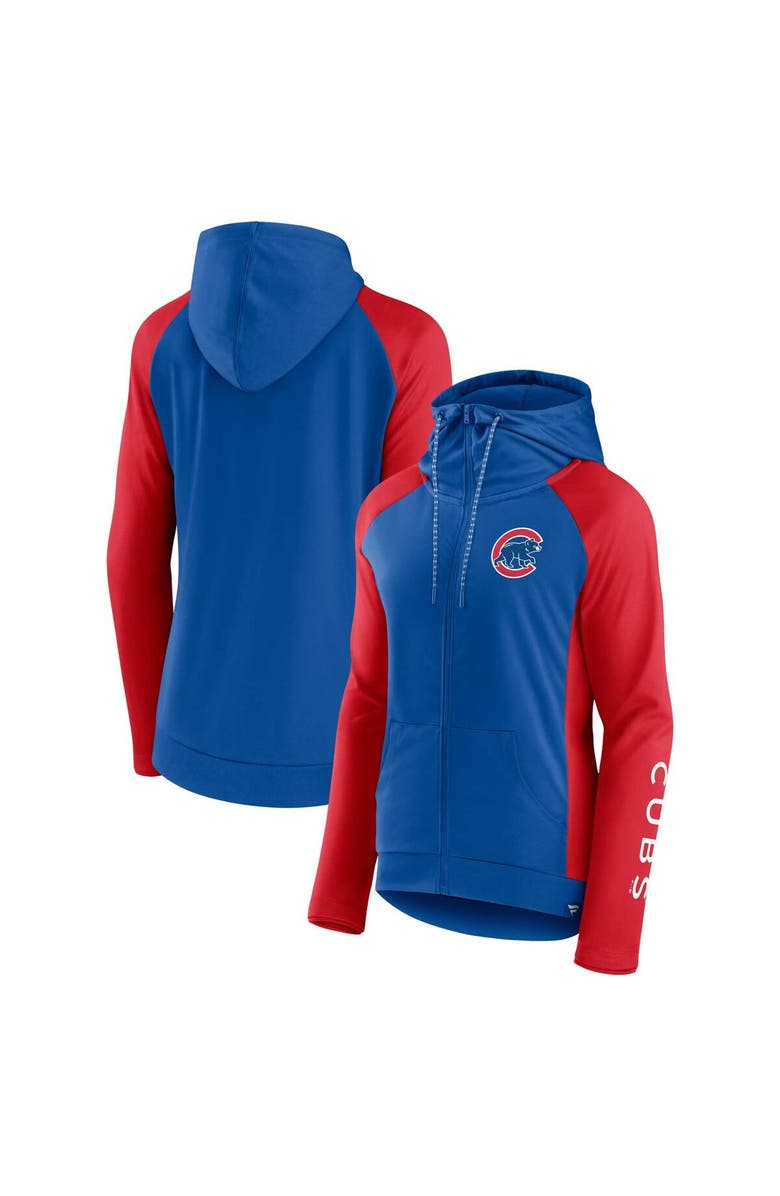 FANATICS Women's Fanatics Branded Royal/Red Chicago Cubs Iconic Raglan Full-Zip Hoodie, Main, color, Royal