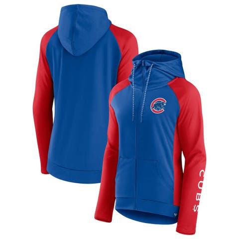 Women's Fanatics Branded Royal/Red Chicago Cubs Iconic Raglan Full-Zip Hoodie