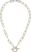 Juvell Cubic Zirconia Toggle Paper Clip Chain Necklace