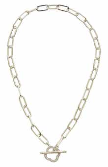 Juvell Cubic Zirconia Toggle Paper Clip Chain Necklace