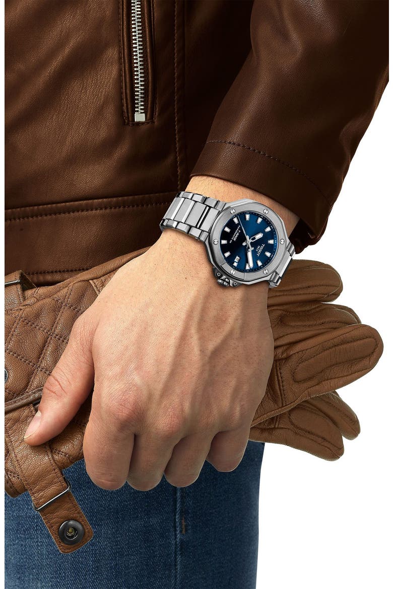 T-Race Powermatic 80 Bracelet Watch, 41mm, Alternate, color, BLUE/ SILVER