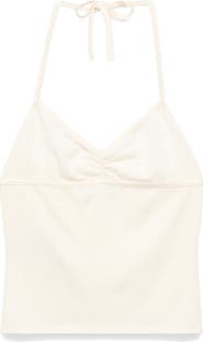 MANGO Mesh Bodice Halter Top