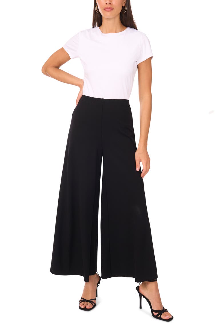 Pull-On Wide Leg Ponte Pants, Alternate, color, RICH BLACK