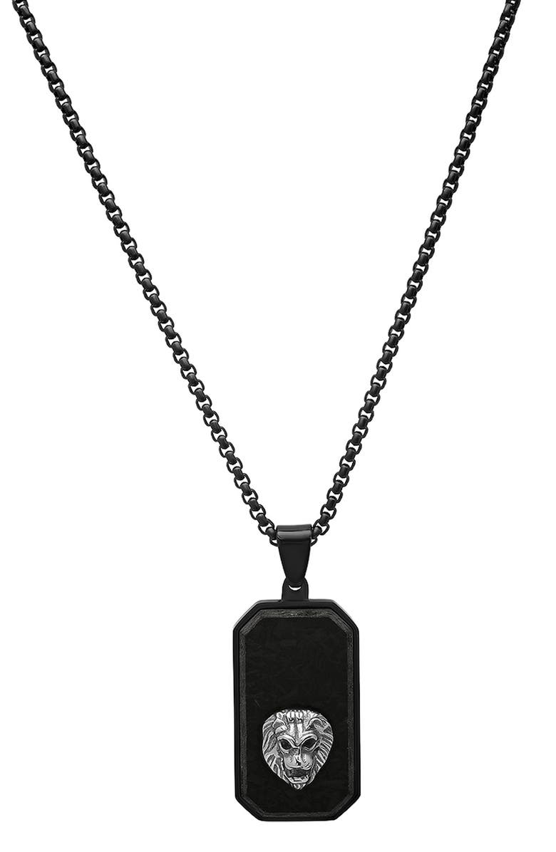 HMY JEWELRY Men's Two-Tone Dog Tag Pendant Necklace, Main, color, Black