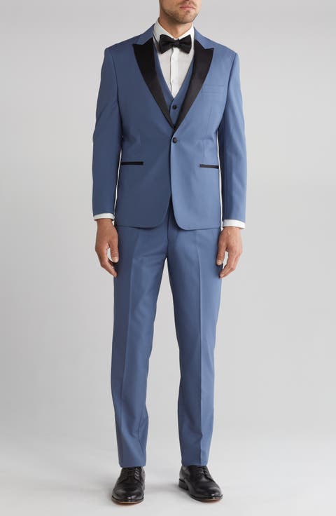 Slim Fit Satin Peak Lapel 3-Piece Tuxedo (Regular & Big)
