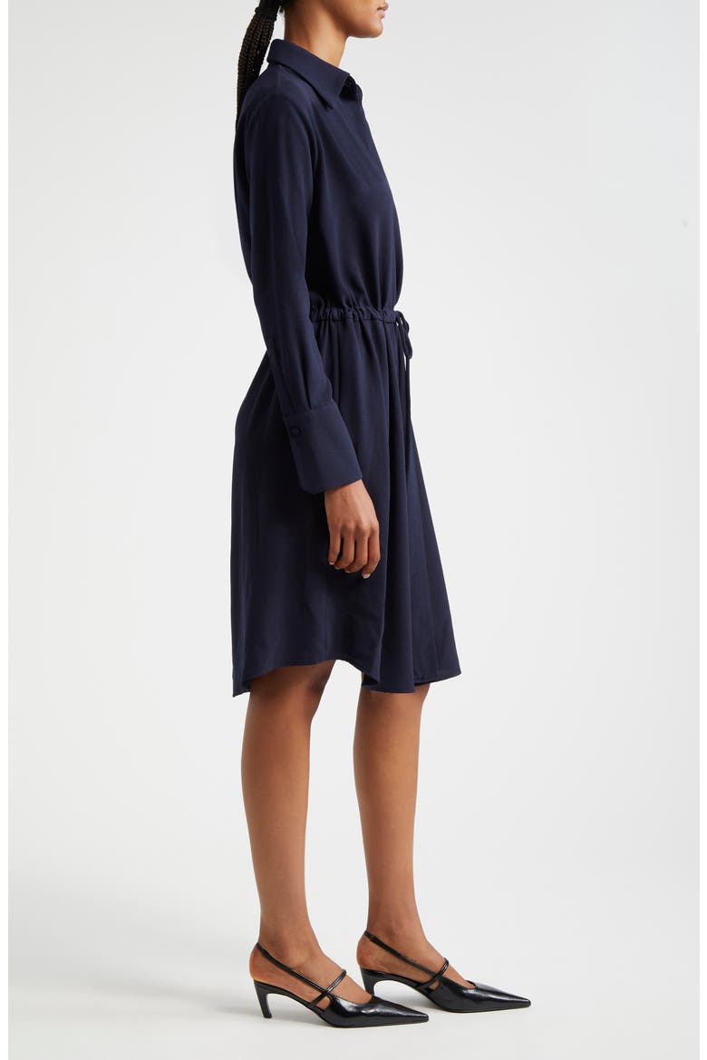 Long Sleeve Tie Waist Crepe Shirtdress, Alternate, color, SOLID BRIGHT BLUE