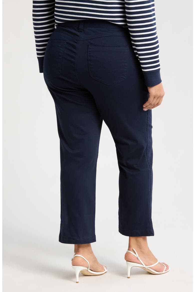 Skyrise Ankle Slim Straight Leg Twill Pants, Alternate, color, NAVY