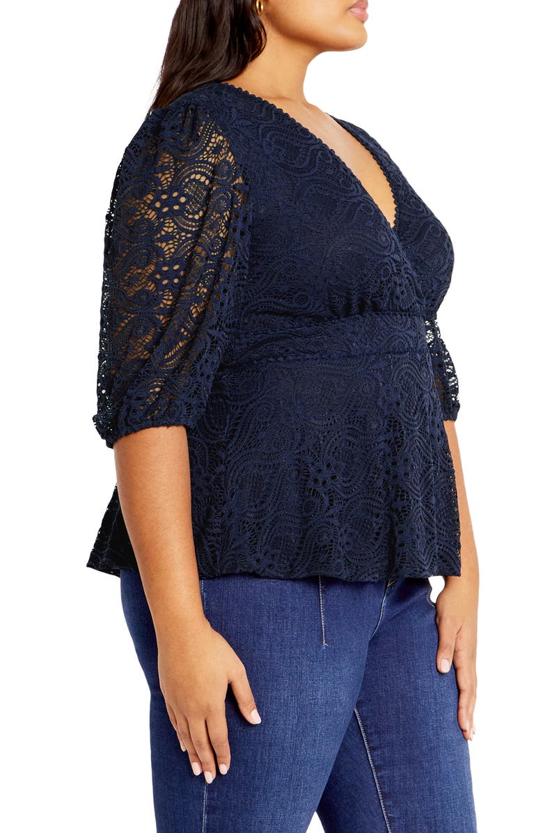City Chic Christa Lace Peplum Top, Alternate, color, 
