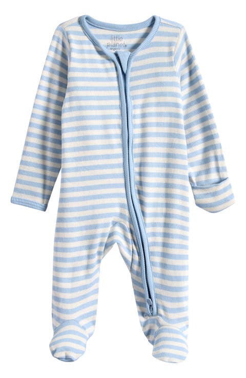 Stripe Stretch Organic Cotton Zip Footie (Baby)