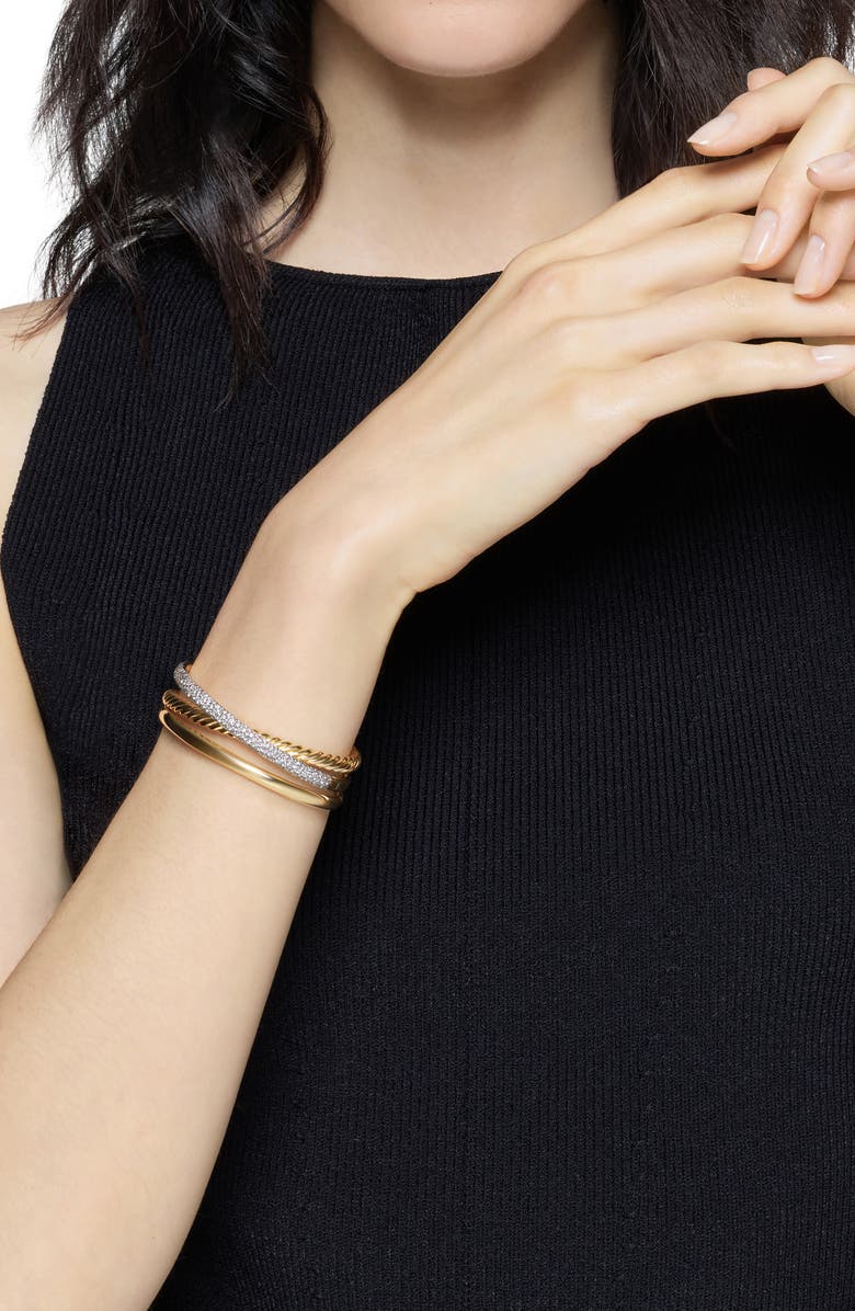 David Yurman Pavé Diamond 3-Row Crossover Cuff Bracelet, Alternate, color, 18K Yellow Gold/ Diamond