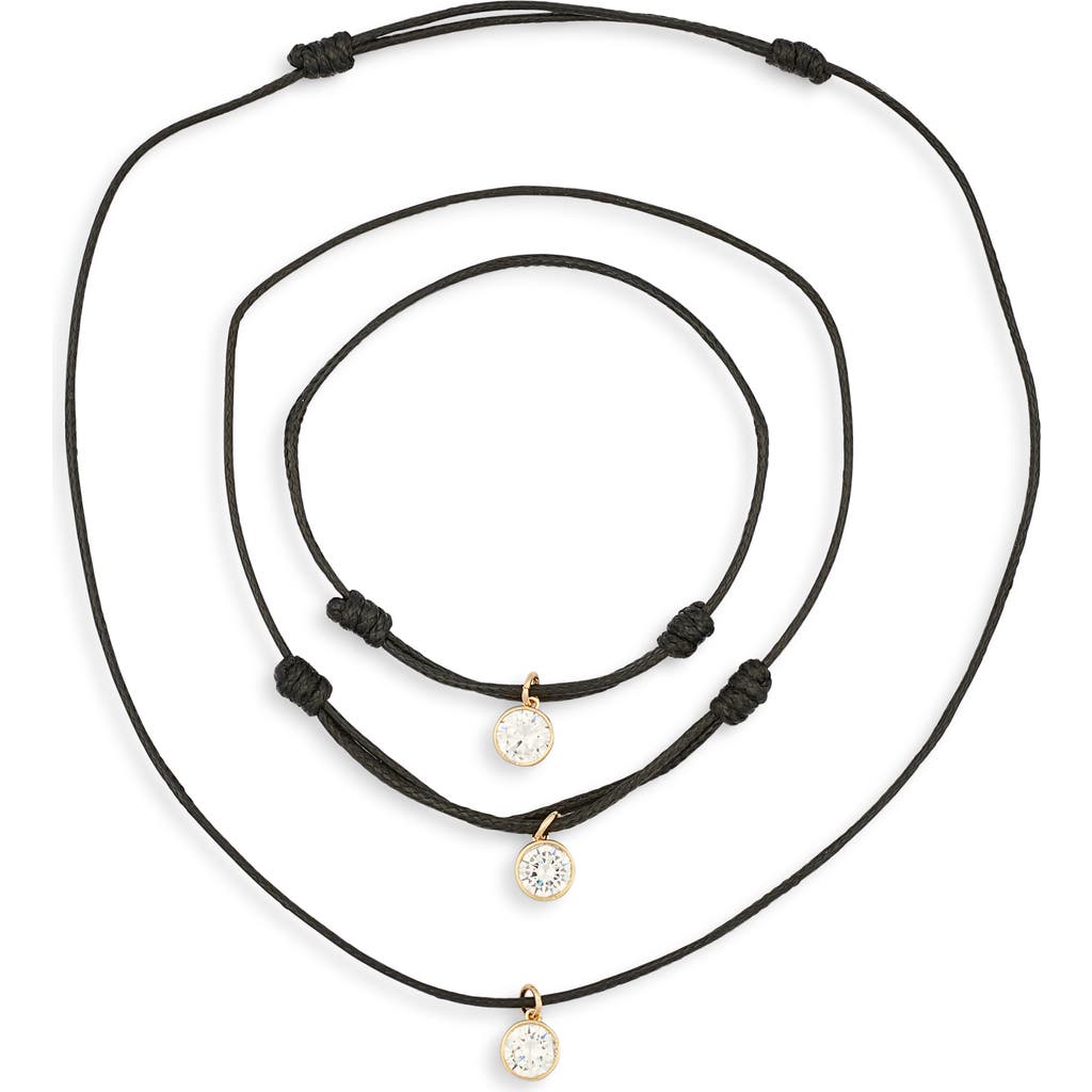 Leith Cubic Zirconia Cord Necklace, Bracelet & Anklet Set In Multi