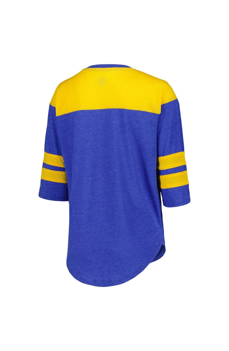 STARTER Women's Starter Royal Chase Elliott Full Back Block 3/4-Sleeve Tri-Blend Top, Alternate, color, 