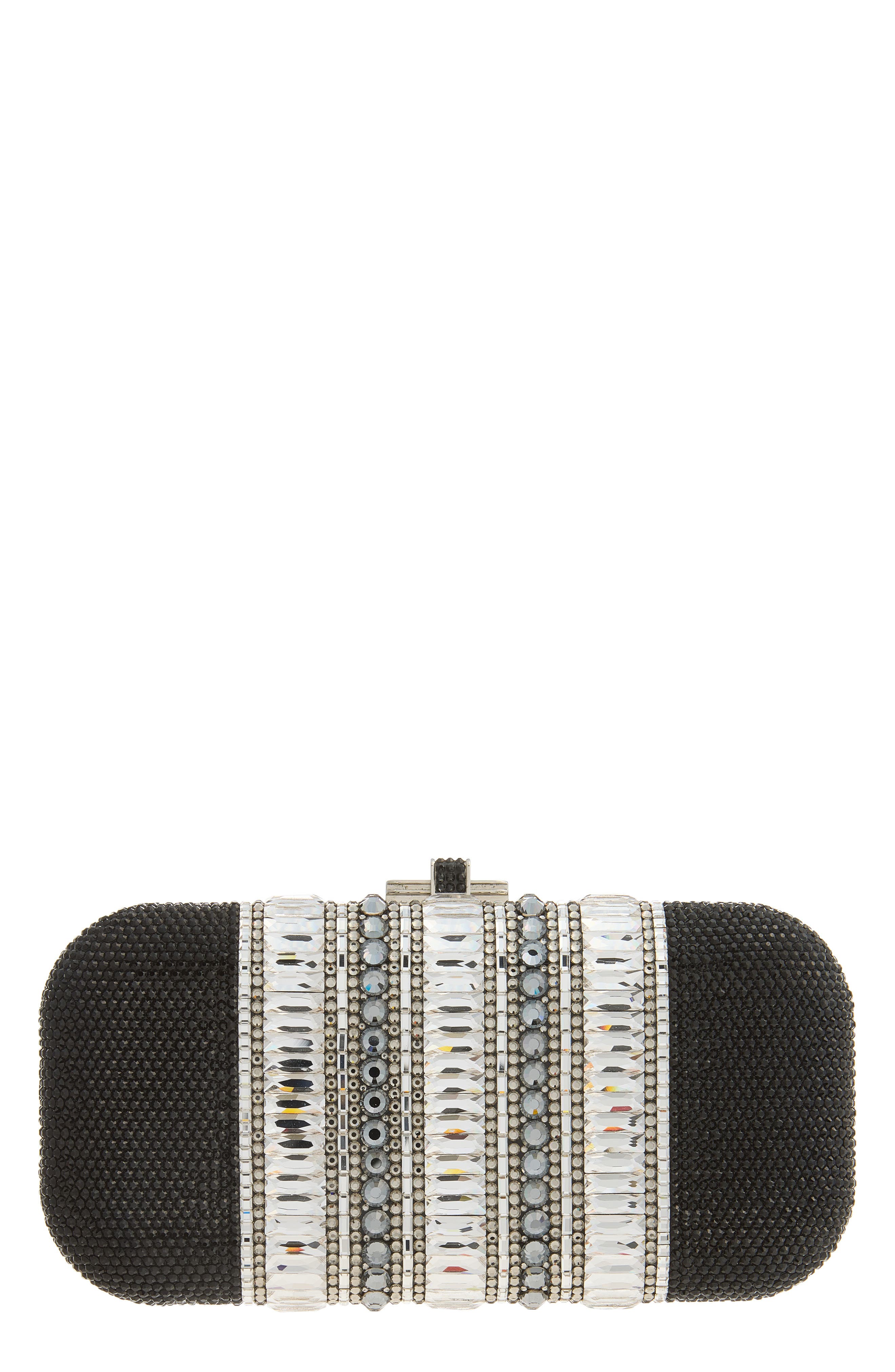 Long Slide Crystal Evening Bag, Main, color, SILVER JET MULTI