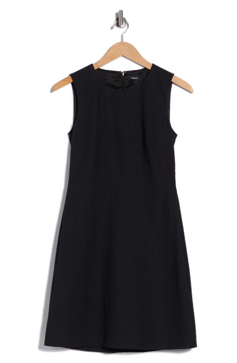 Theory Ranied Seersucker Fit & Flare Dress, Main, color, Black