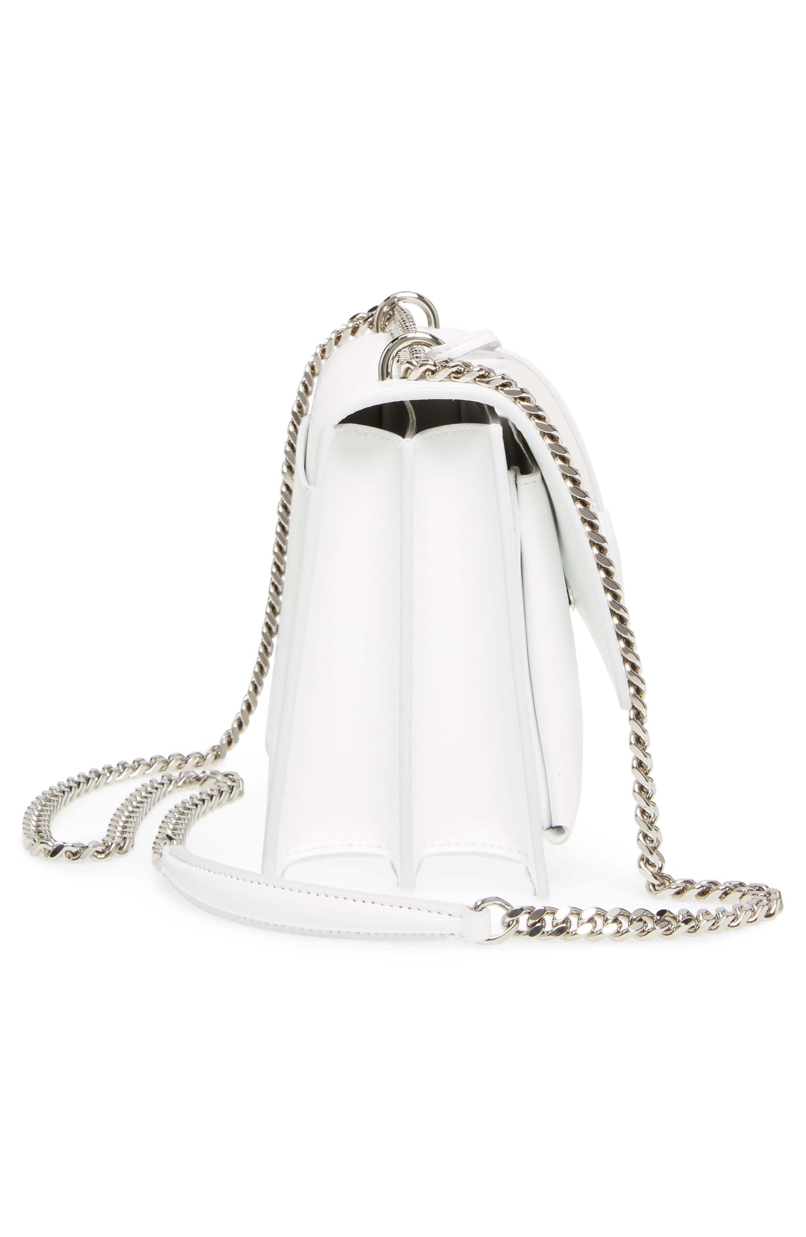 Medium Sunset Calfskin Leather Shoulder Bag, Alternate, color, OPTIC WHITE