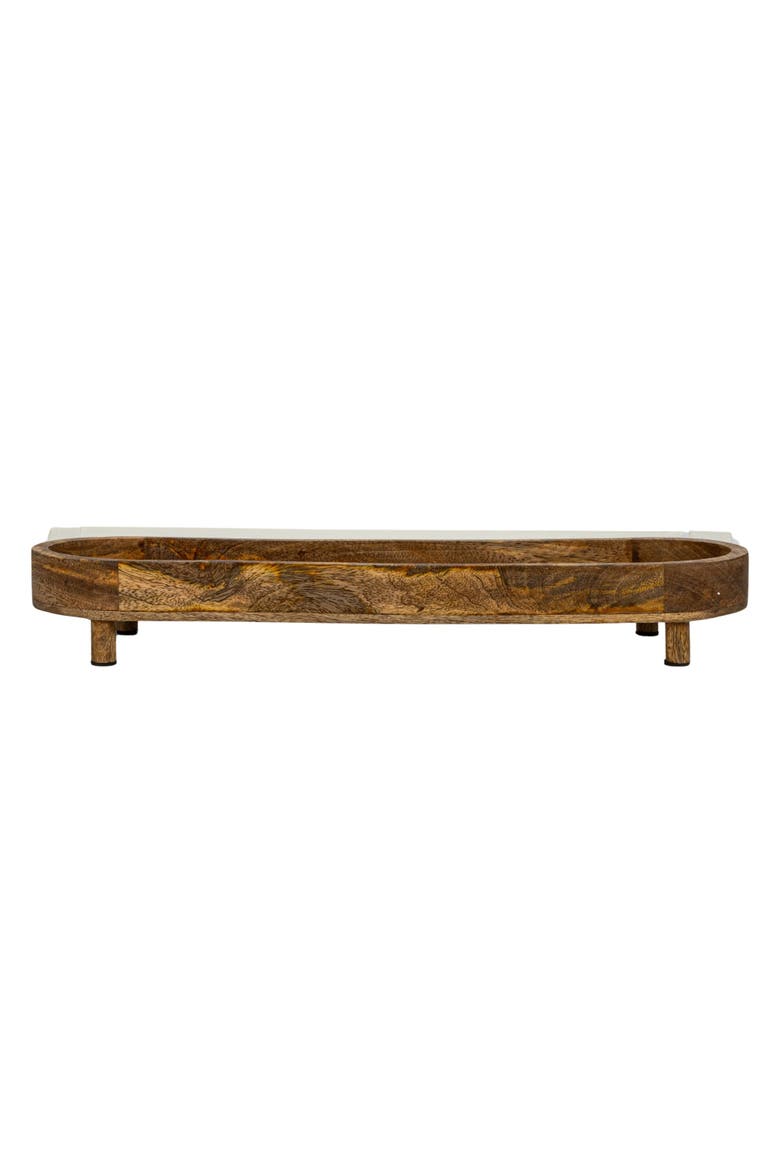 Mango Wood Footed Tray for Storage and Serving, Natural, Alternate, color, Natural