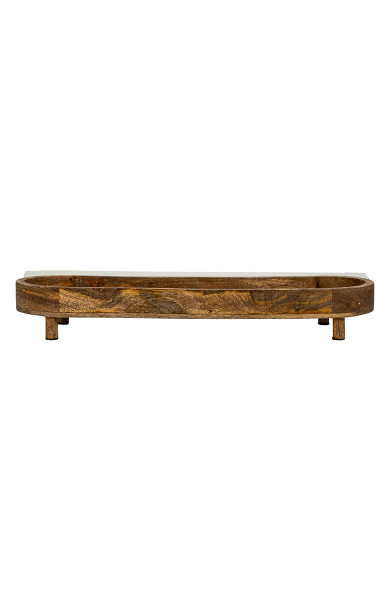 Storied Home Mango Wood Footed Tray for Storage and Serving, Natural, Alternate, color, Natural