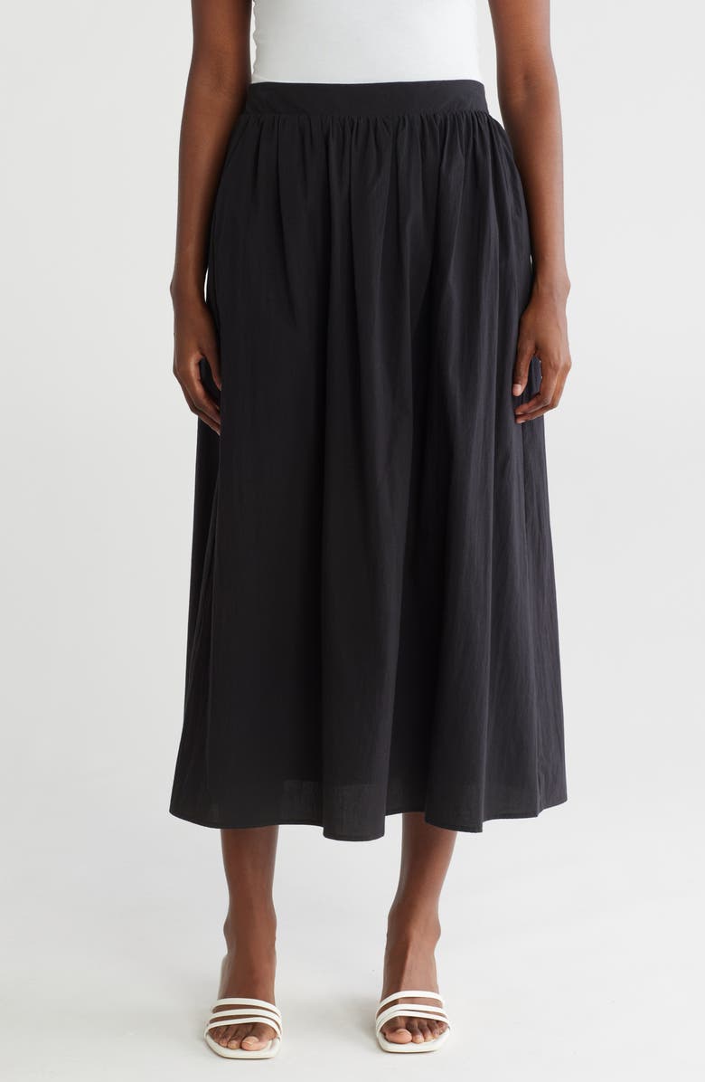 WAYF Elastic Back Cotton Maxi Skirt, Main, color, Black