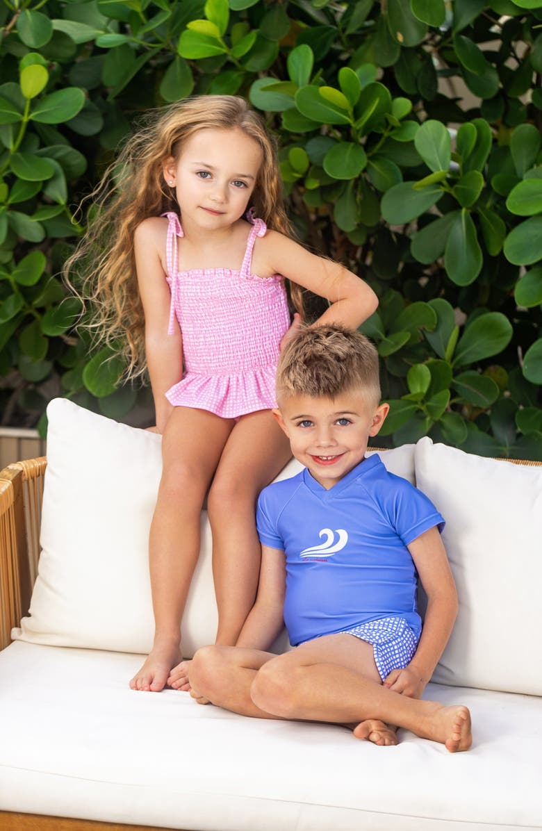 NoggiWear Gingham Rash Guard, Alternate, color, Blue