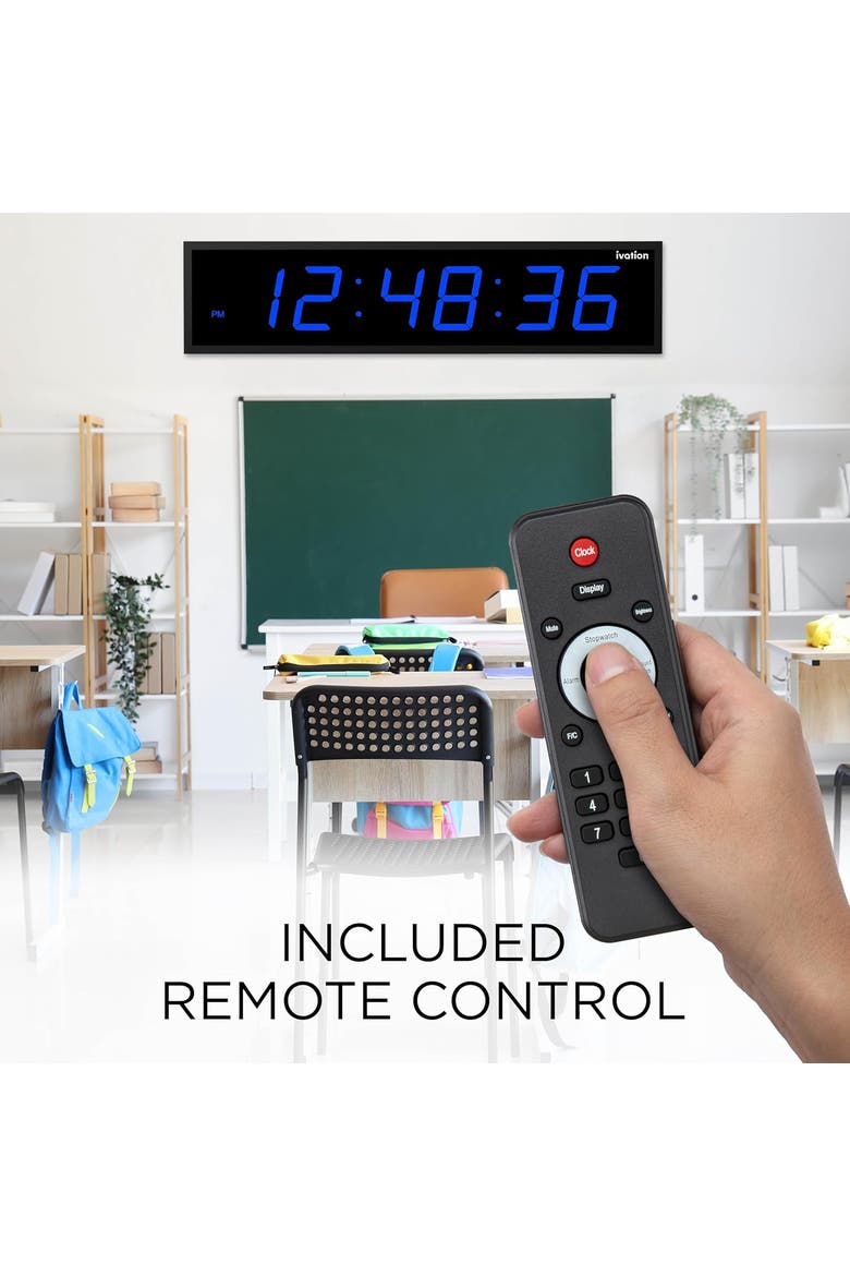 Large Digital Clock, 72 Led Wall Clock with Stopwatch, Alarms, Timer, Temp & Remote, Alternate, color, Blue