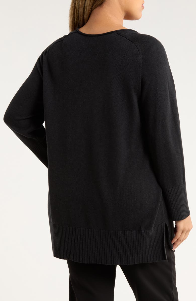 Eileen Fisher V-Neck Organic Cotton Blend Sweater, Alternate, color, Black