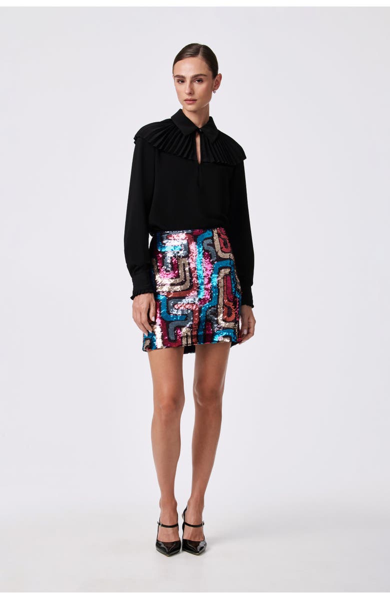 Trina Turk Windmill Pleated Top, Alternate, color, Black
