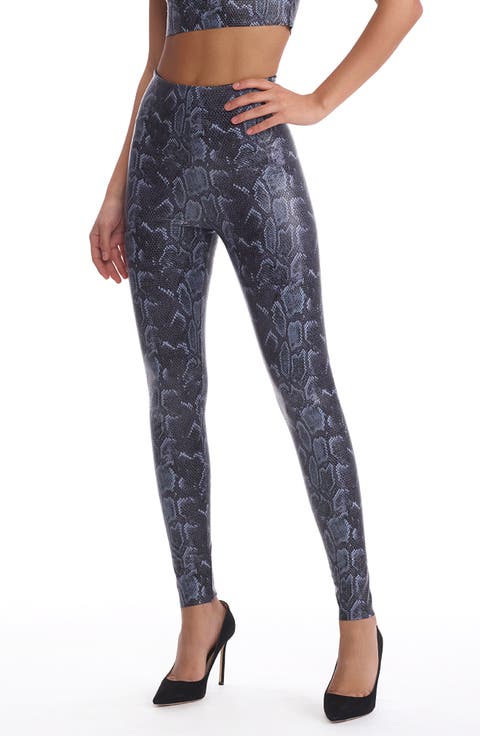 Reptile Embossed Faux Leather Leggings