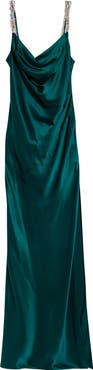 Balmain Embellished Strap Cowl Neck Silk Column Gown