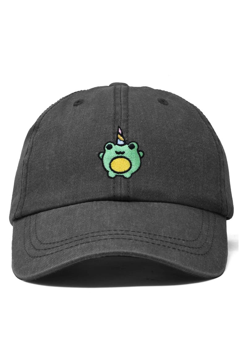 Froggy Unicorn Embroidered Cap, Main, color, Washed Gray