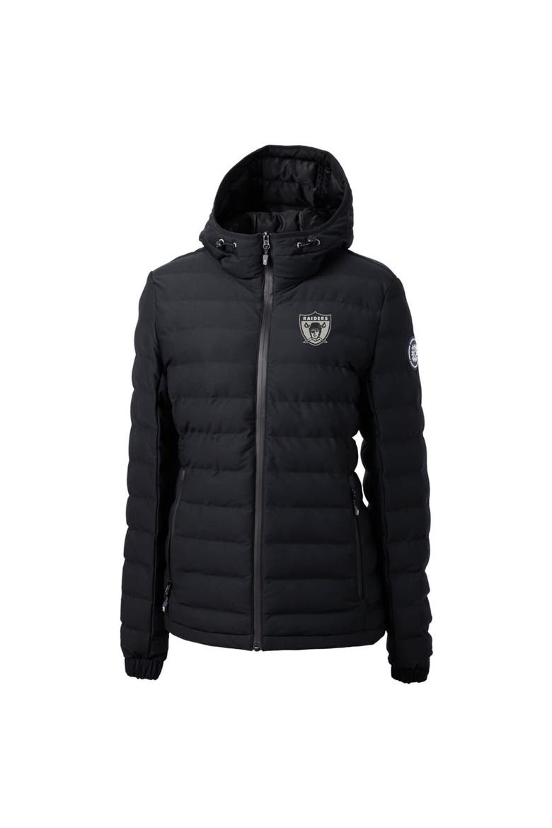 Women's Cutter & Buck Black Las Vegas Raiders Throwback Logo Mission Ridge Repreve Puffer Full-Zip Jacket, Alternate, color, Black