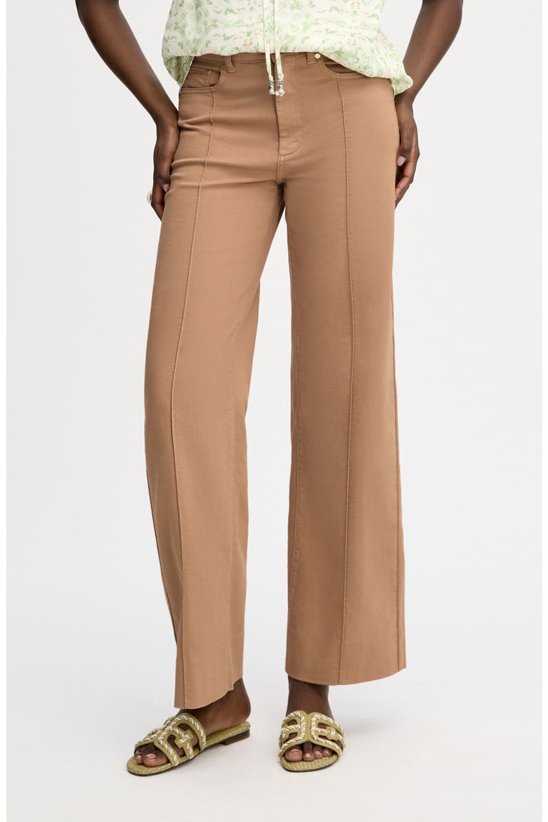 Pintuck Wide Leg Trouser Jeans, Main, color, DUNE