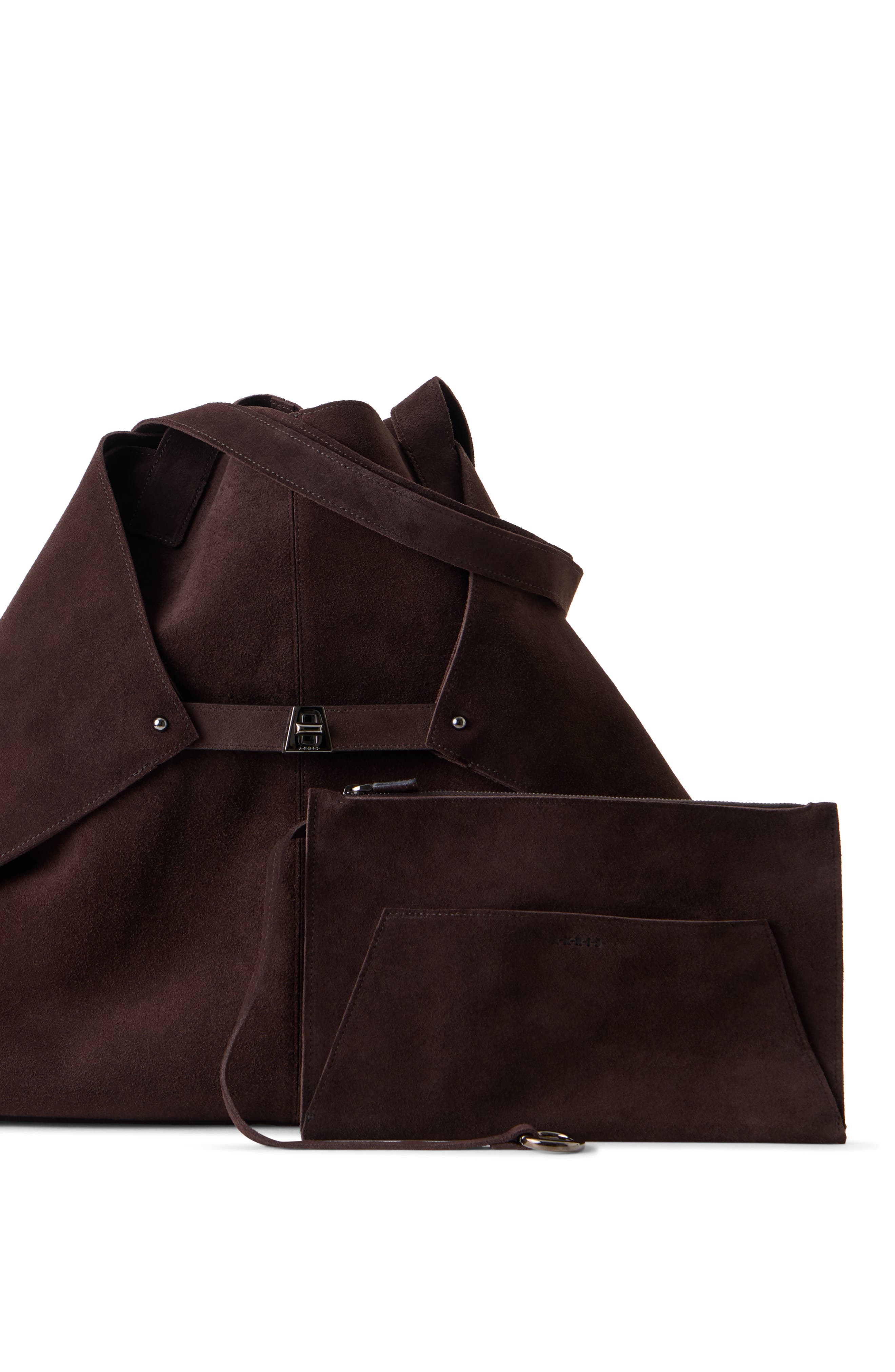 Medium AI Suede Convertible Shoulder Tote, Alternate, color, MOCCA