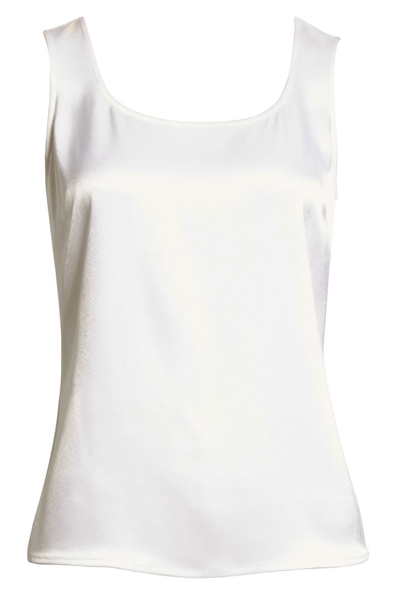 Liquid Satin Round Neck Shell, Alternate, color, BW00 BRIGHT WHITE