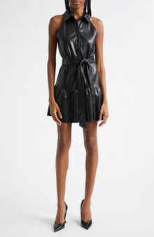 Miranda Tiered Faux Leather Mini Shirtdress
