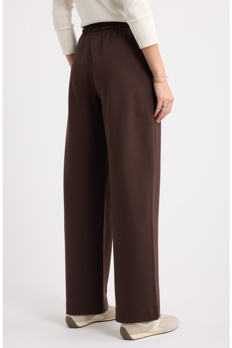 Pintuck Pull On Ponte Wide Leg Pants, Alternate, color, BROWN COFFEE