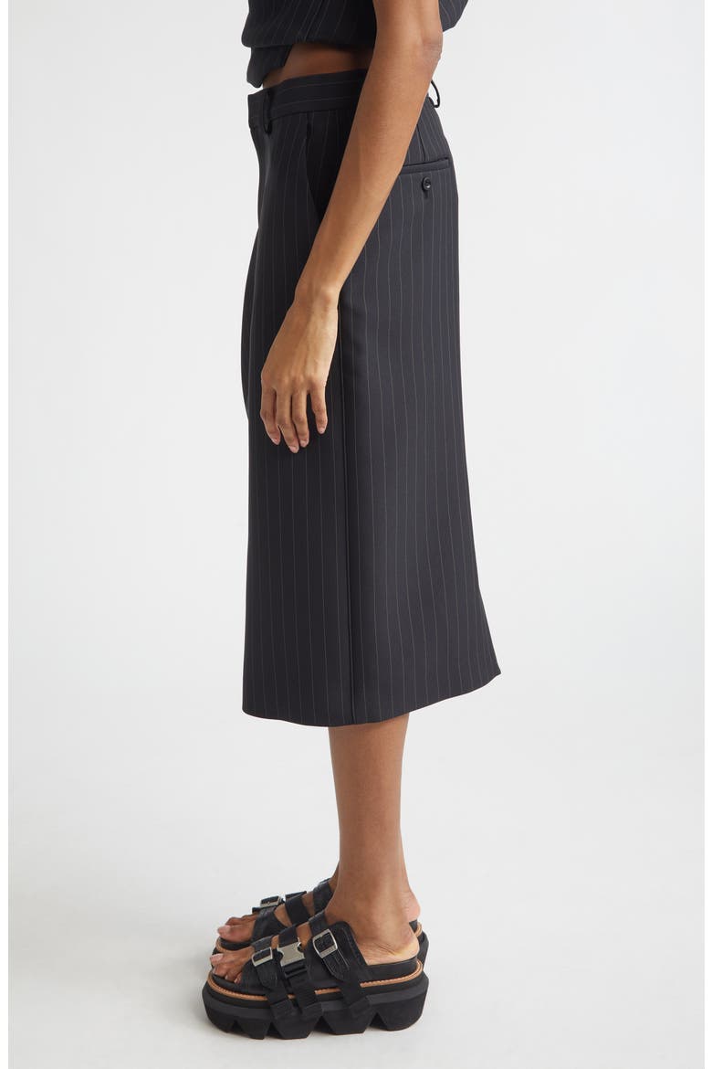 Pinstripe Twill Skirt, Alternate, color, BLACK STRIPE