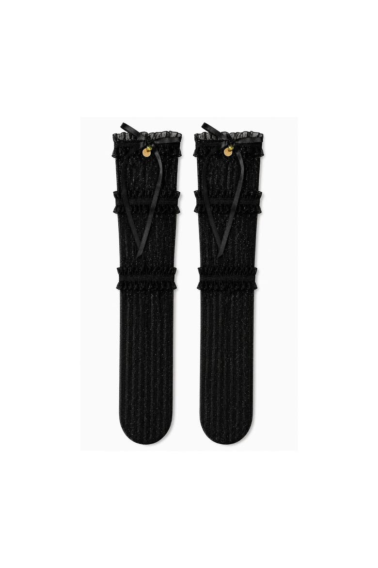 Ribbon Lace Socks, Main, color, Black