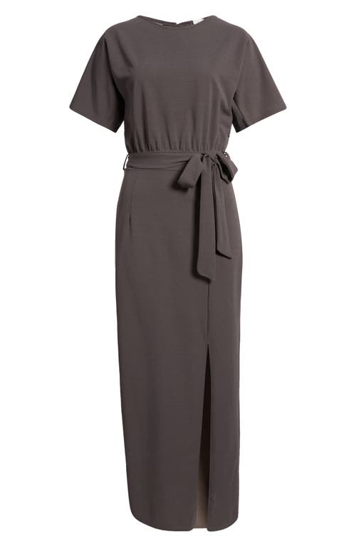 Nikki Lund Leif Tie Waist Maxi Dress In Grey