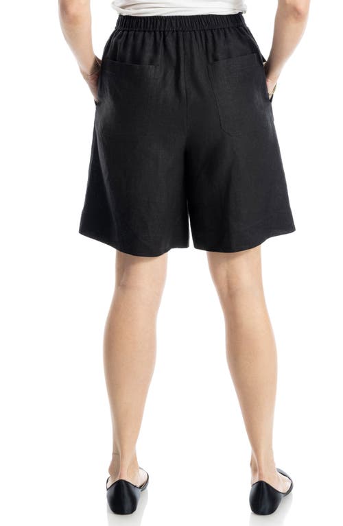 Max Studio Linen Blend Long Shorts In Black