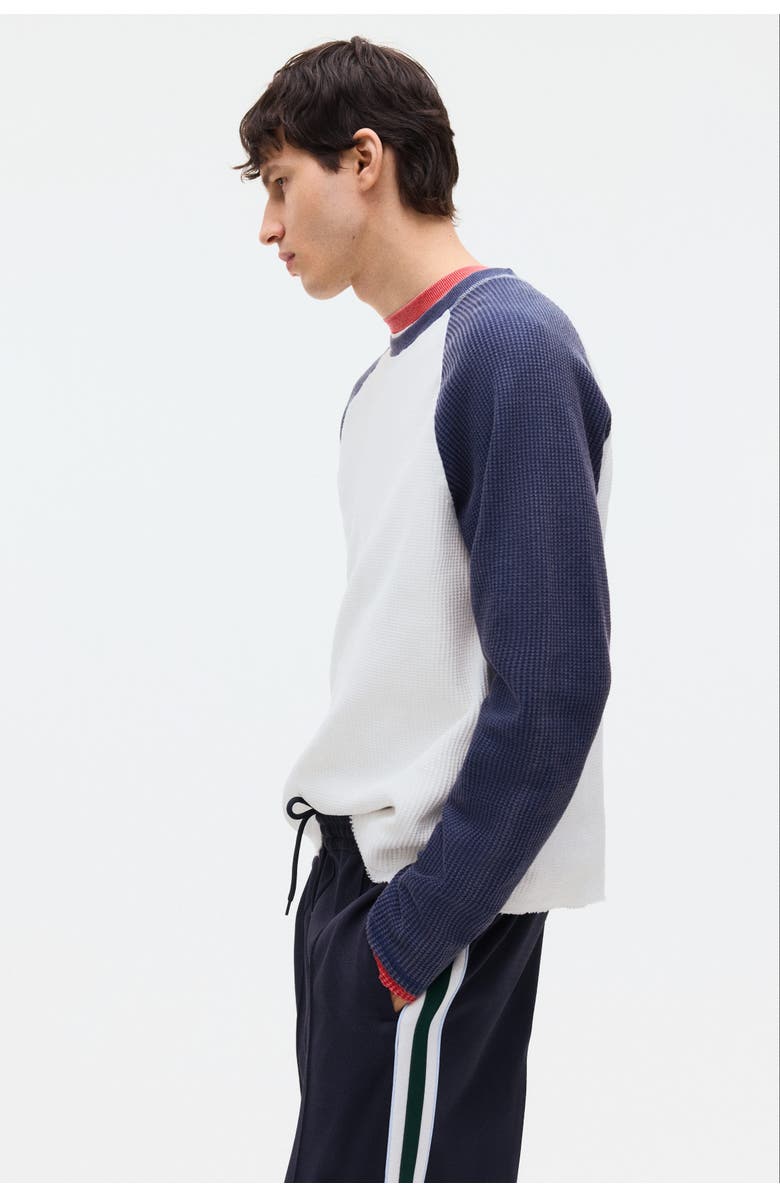 H&M Regular-fit waffled jersey shirt, Alternate, color, Dark Blue/Color Block