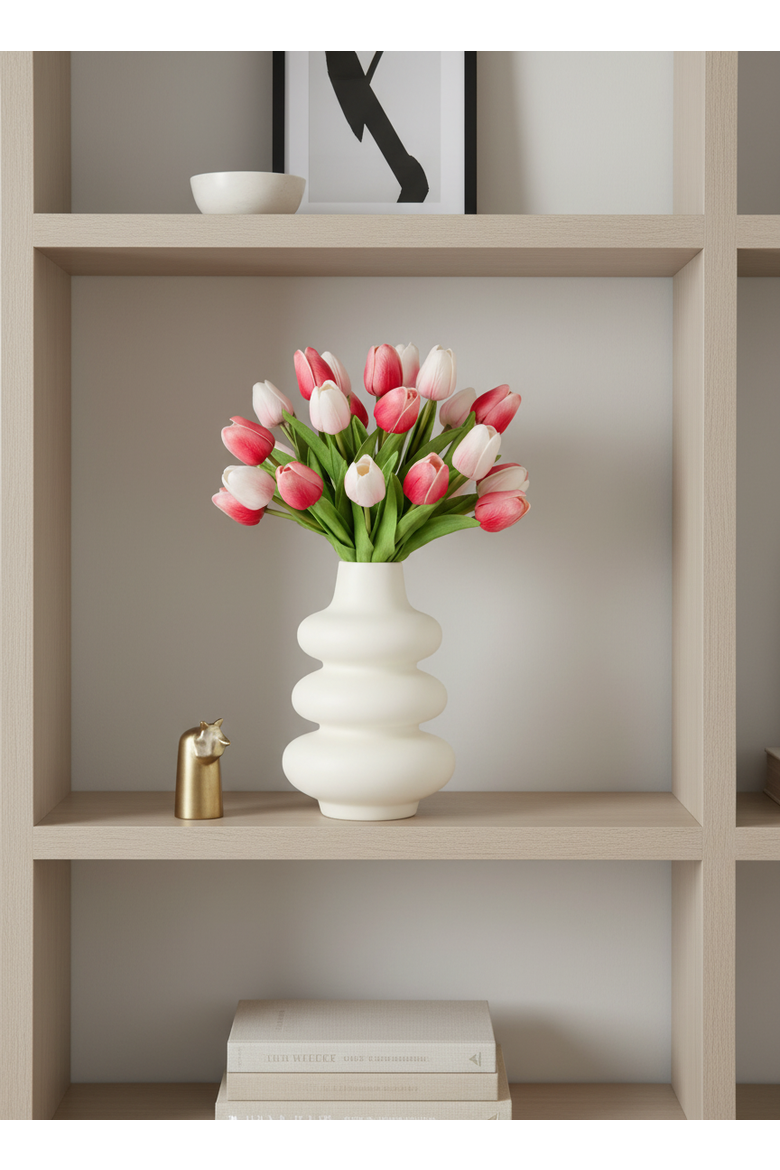 Lilou RealTouch Tulip Arrangement, Alternate, color, Fuschia, White, Pink