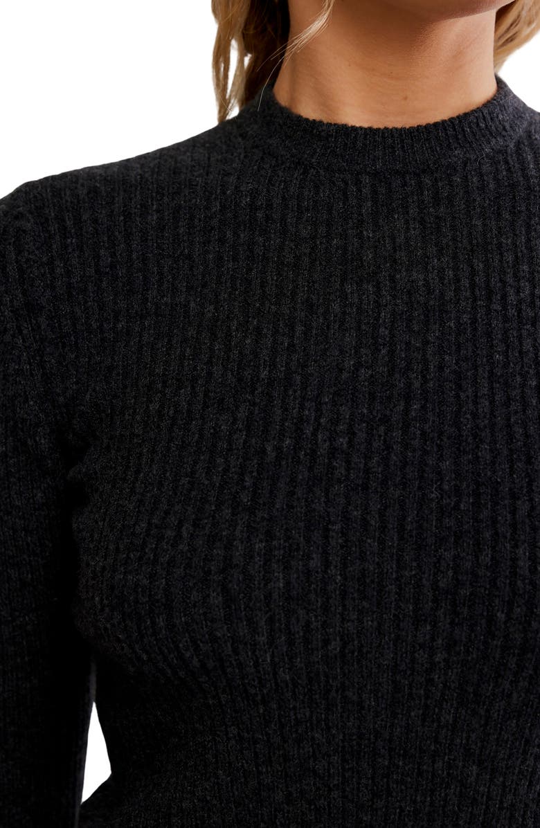 Free People Even After Rib Sweater, Alternate, color, Charcoal