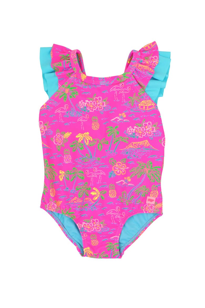 Baby Girls V-Back One Piece, Main, color, Neon Island Time