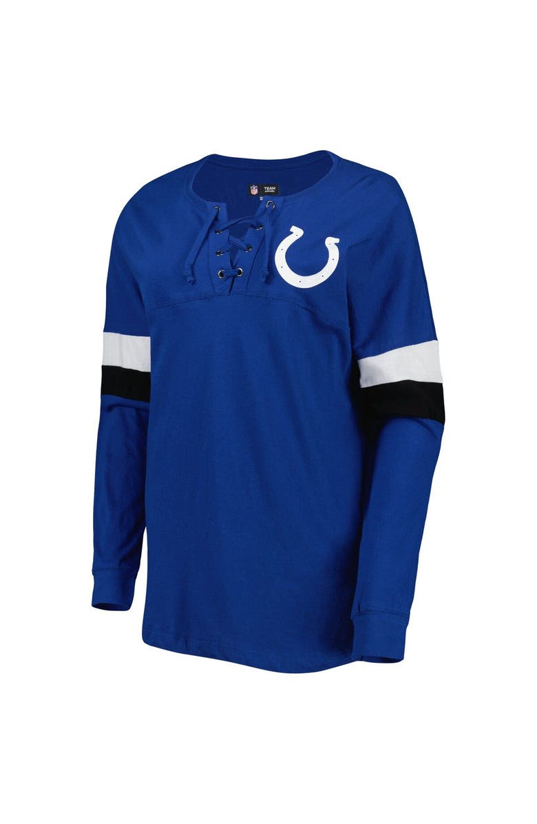 New Era Women's New Era Royal Indianapolis Colts Athletic Varsity Lace-Up Long Sleeve T-Shirt, Alternate, color, 