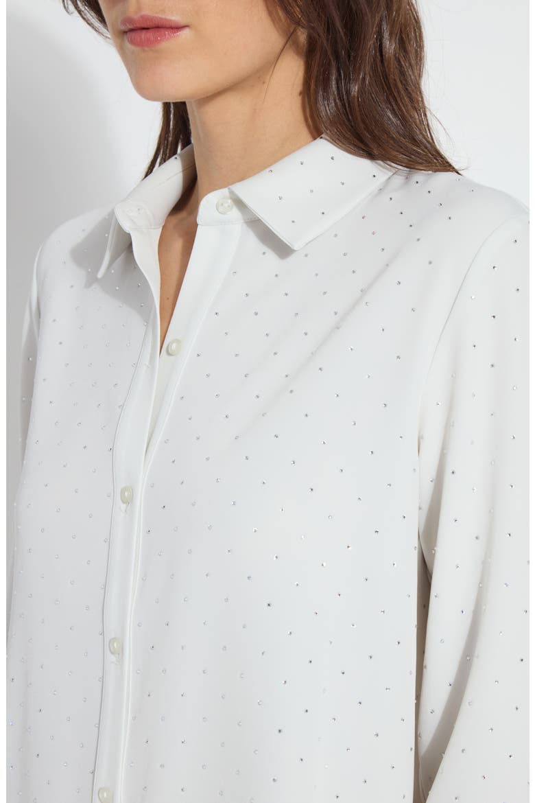 Crystal Embellished Button-Up Shirt, Alternate, color, ICE