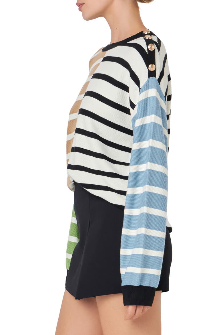 Mixed Stripe Sweater, Alternate, color, BROWN MULTI