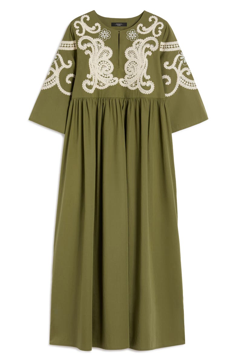 Weekend Max Mara Tilde Embroidered Yoke Cotton Dress, Alternate, color, Khaki