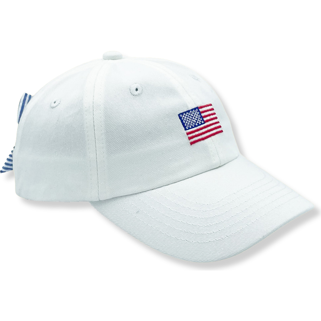 Bits & Bows American Flag Usa Twill Bow Baseball Hat In Blue