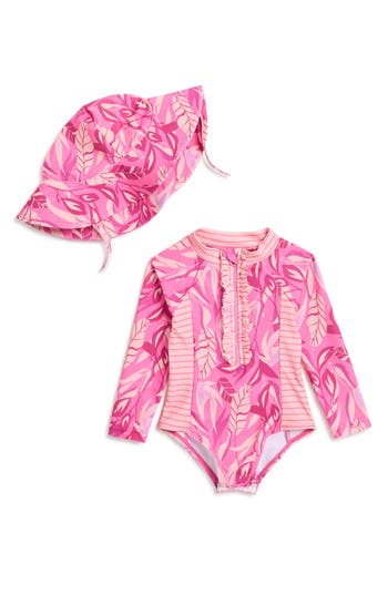 Jessica Simpson Babies'  One-piece Rashguard & Hat Set